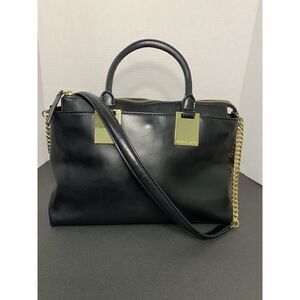 Vince Camuto Black Satchel with Gold Accents